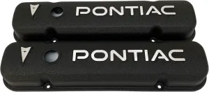 Pontiac Raised Letter Logo Black Valve Covers