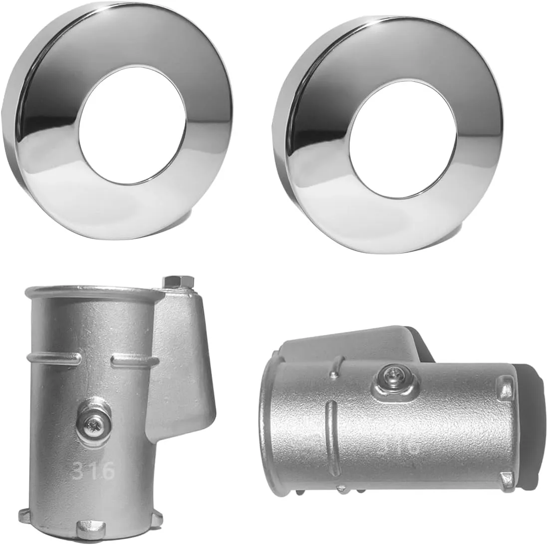 Pool Ladder Handrail Anchor and Escutcheon Rail Kit 316 Stainless Steel Perm-Acast Inground Pool Handrail Anchors Escutcheon Wedge Assembly Set for Anchor Socket Channel 3”/4” Tube 1.9" OD PS-4019-BC