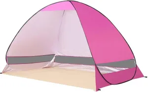 Pop Up Beach Tent, Quick Instant Automatic Portable Anti UV Sun Shelter Tents Fit 2Persons for Outdoor Camping, Park Picnic,Fishing, Baby Beach Tent, Pink