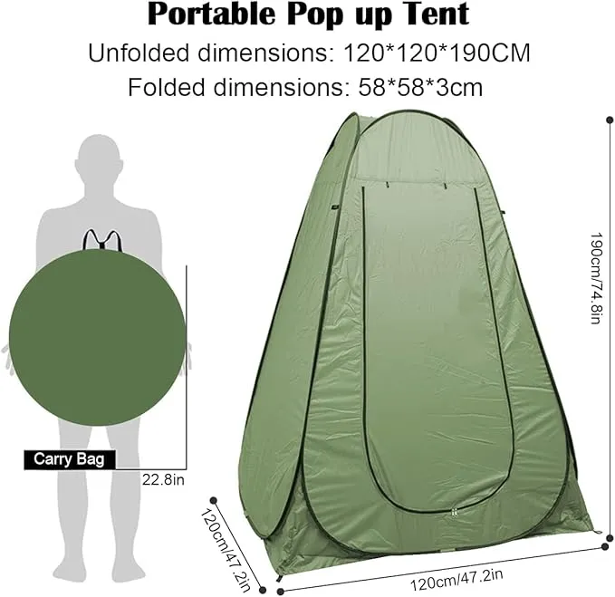 Pop Up Changing Room Privacy Tent – Instant Portable Outdoor Shower Tent, Camp Toilet, Rain Shelter for Camping & Beach with Carry Bag-Army Green