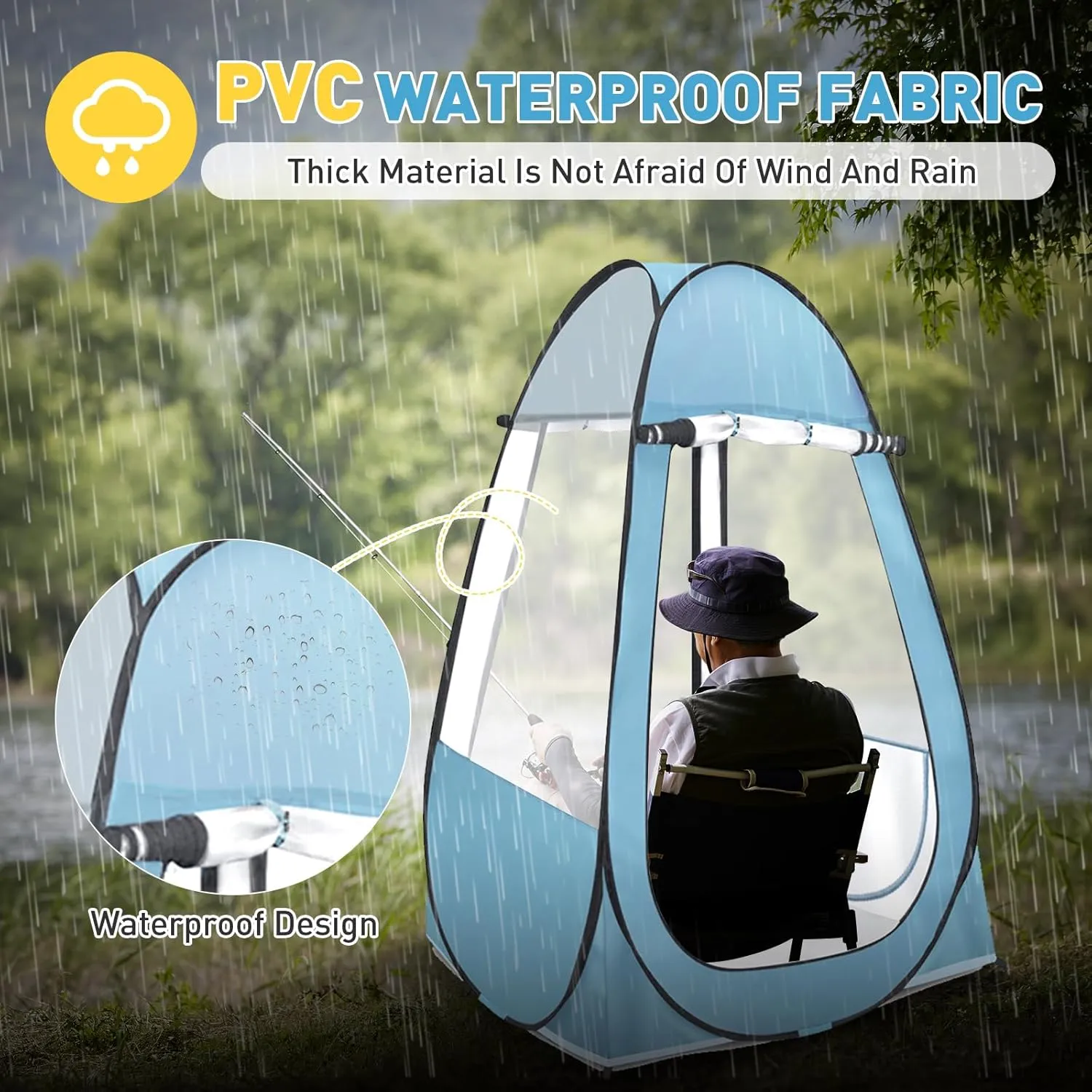 Pop Up Tent, Clear Outdoor Tents Sports Fishing, Rainproof and Windproof Beach Camping, Lightweight and Sturdy, Easy Set Up, UPF 50  Portable Folding 39" x 64"