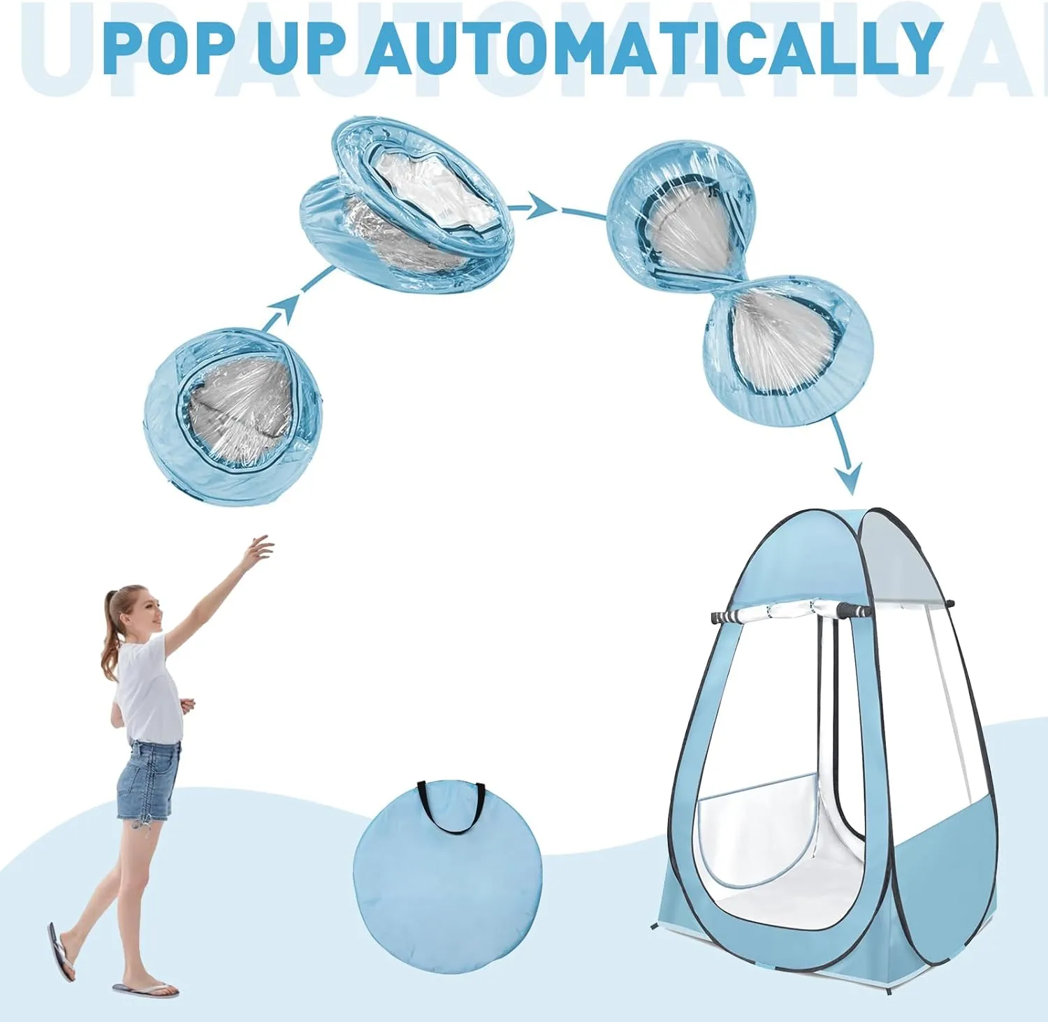 Pop Up Tent, Clear Outdoor Tents Sports Fishing, Rainproof and Windproof Beach Camping, Lightweight and Sturdy, Easy Set Up, UPF 50  Portable Folding 39" x 64"