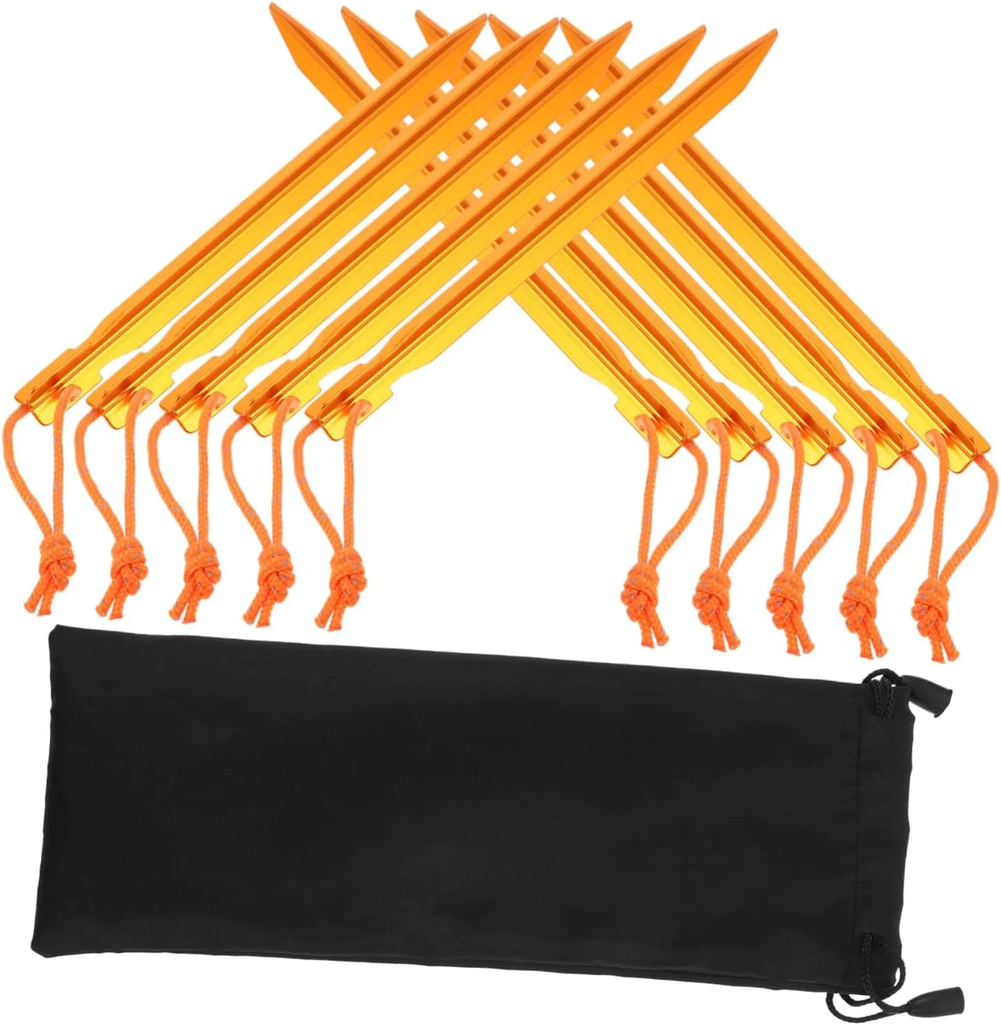 POPETPOP Portable Aluminum Tent Stakes Set with Pull Rope Heavy Duty Stakes for Camping Hiking and Yard