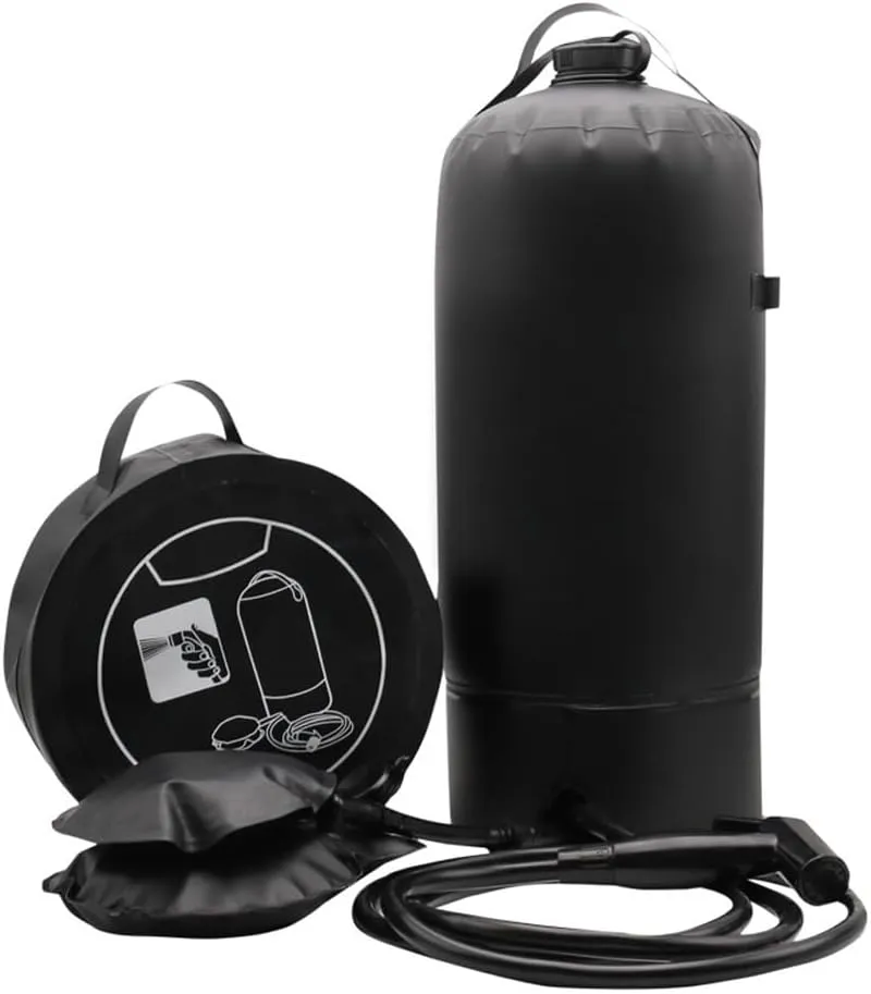 Portable Camping Shower Accessory Outdoor Shower Bag Large Capacity Folding Shower Bucket Hiking Traveling Automatic Inflation Shower Tools Kit Bathe Tool