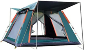 Portable Campitents Shelter Portable Waterproof Hold 3-4 Persons Instant Setup Pop up Tent with Top Rainfly Double Doors Mesh Protection for Campihikimountaineering/Green/98.4 * 98