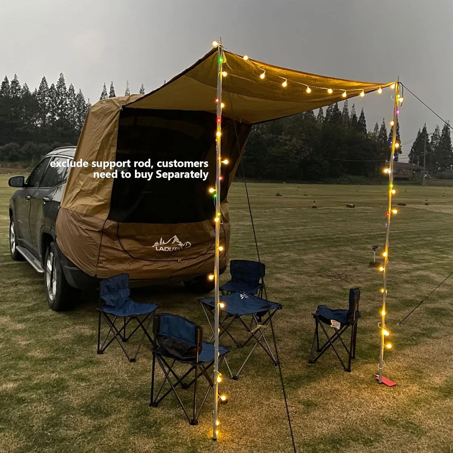 Portable Car Trunk Brown Outdoor Camping Tent with Practical Screen Window,Tents-Windproof Rope, Blocks UV Rays and Rain,Carpas for Boating, Camping, Road Trips, Sporting Events, and Festivals