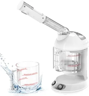 Portable Facial Steamer with Removable Water Cup, UV Ozone Nano Ionic Face Steamer for Facial Deep Cleaning, Unclogs Pores, Hydrating and Sinus Relief for Women Men Home SPA, Warm Mist