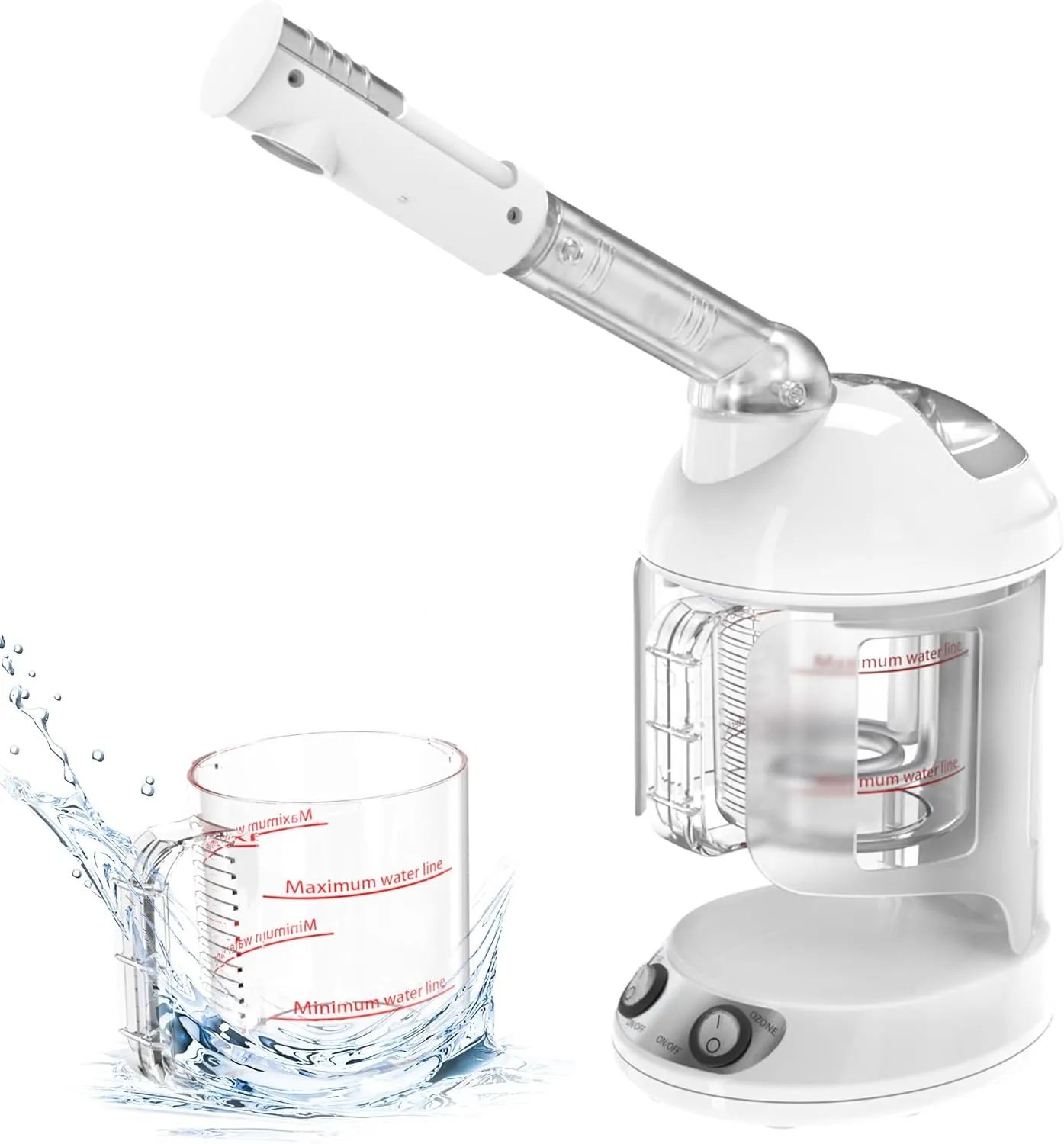Portable Facial Steamer with Removable Water Cup, UV Ozone Nano Ionic Face Steamer for Facial Deep Cleaning, Unclogs Pores, Hydrating and Sinus Relief for Women Men Home SPA, Warm Mist