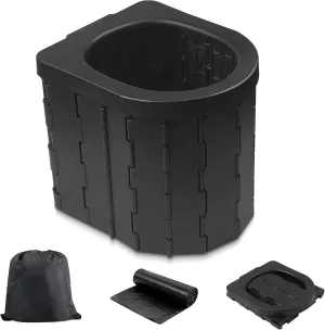 Portable Toilet for Camping, Portable Potty for Adults, Porta Potty Travel Toilet Commode Bucket for Camping, Car, Travel, Outdoor, Hiking, Backpack, Trips, Tent, Boat, Beach, Traffic Jam, Home