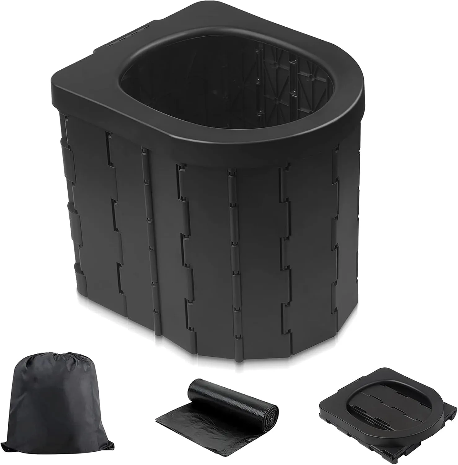 Portable Toilet for Camping, Portable Potty for Adults, Porta Potty Travel Toilet Commode Bucket for Camping, Car, Travel, Outdoor, Hiking, Backpack, Trips, Tent, Boat, Beach, Traffic Jam, Home
