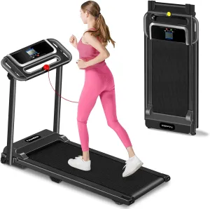 Portable Treadmill with Handle, 3.0HP Walking Pad Treadmill, Electric Compact Treadmills,Treadmills for Home Small Space with 12 Preset Programs, Walking Pad with Handle,300 LBS Capacity