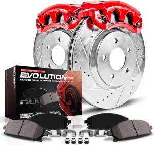 Power Stop KC6082 Z23 Sport 1-Click Brake Kit with Powder Coated Calipers (Brake Pads, Drilled/Slotted Rotors) For Crosstrek, Forester, Impreza, Legacy, Outback, XV Crosstrek [Model Specific]