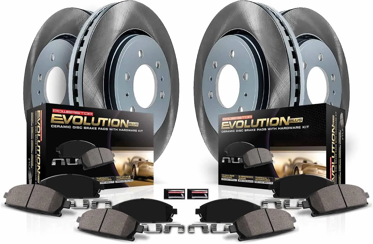 Power Stop SC6268 Front and Rear Brake Kit With Semi-Coated Brake Rotors and Ceramic Brake Pads & Hardware For 2012-2017 Ford F-150 6 Lug [Application Specific] | 2012-2018 F-150 Raptor