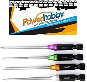 Powerhobby RC Hex Driver 1/4" Power Tool Tip Set Standard 0.05'' 1/16'' 5/64'' 3/32''