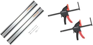 POWERTEC 110" Aluminum Track Saw Guide Rail Set for Milwaukee Includes (2) 55" Rails and (2) Connectors Plus (2) 8-3/4" Quick Release Clamps