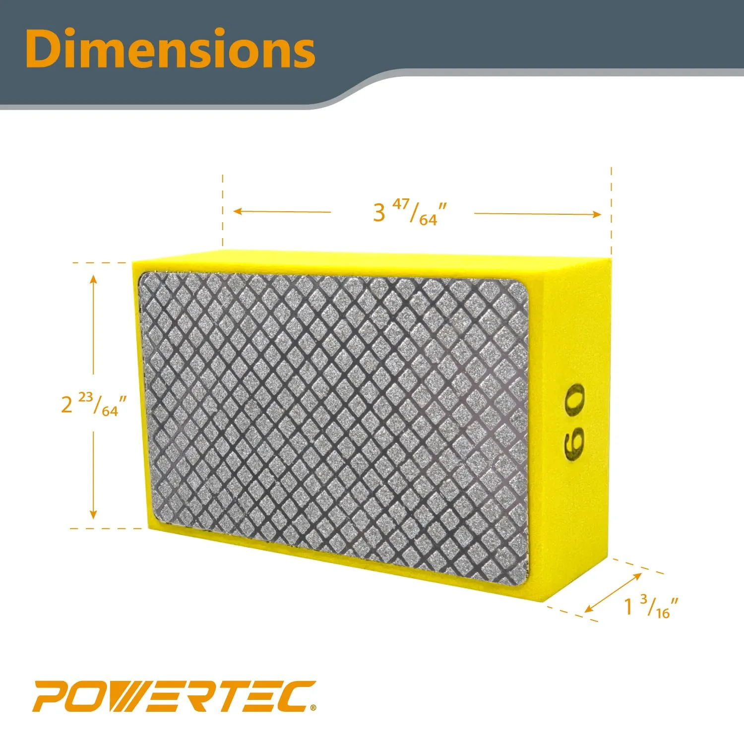 POWERTEC Diamond Hand Polishing Pads Assorted 60/100/ 200/400 Grits 4 Pack, Diamond Sanding Block for Polishing and Grinding Porcelain, Ceramic Tile, Glass, Granite, Stone, Wood & Metal (71907V)
