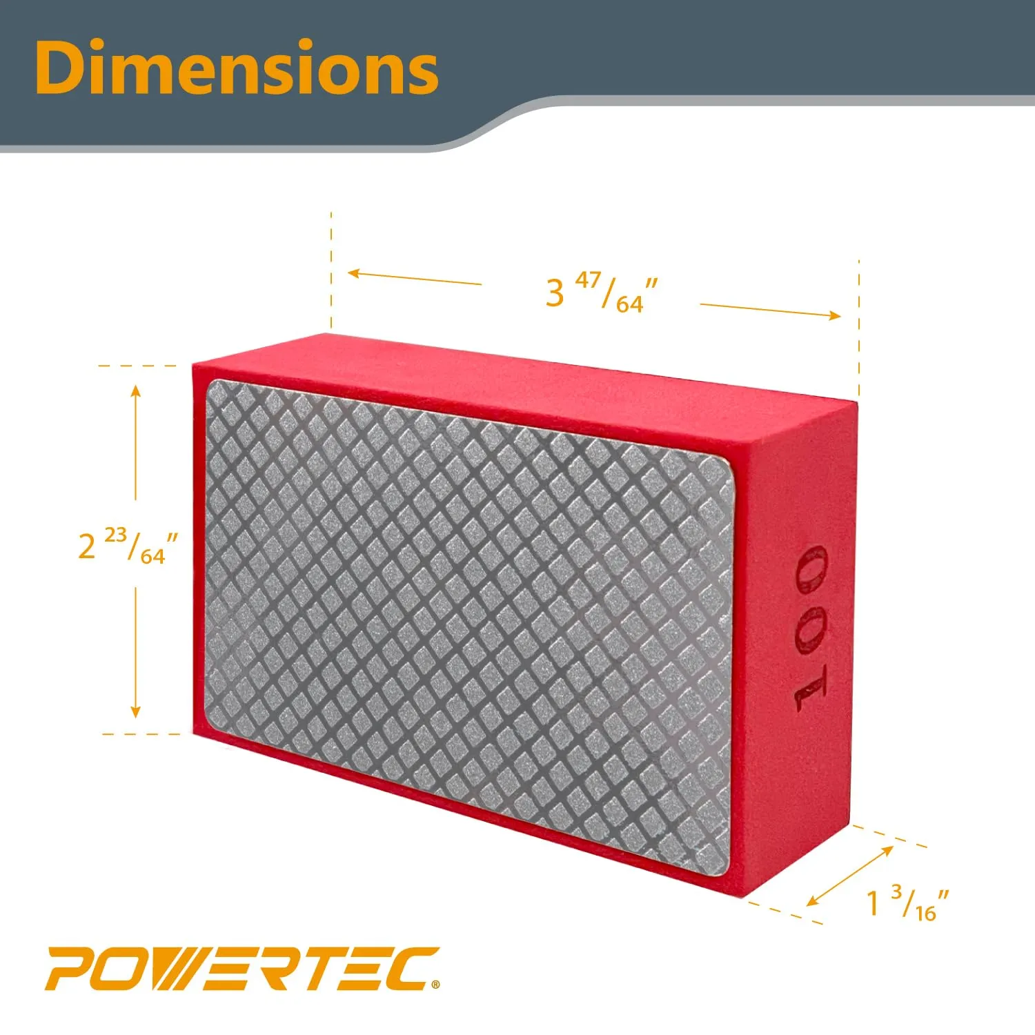 POWERTEC Diamond Hand Polishing Pads Assorted 60/100/ 200/400 Grits 4 Pack, Diamond Sanding Block for Polishing and Grinding Porcelain, Ceramic Tile, Glass, Granite, Stone, Wood & Metal (71907V)