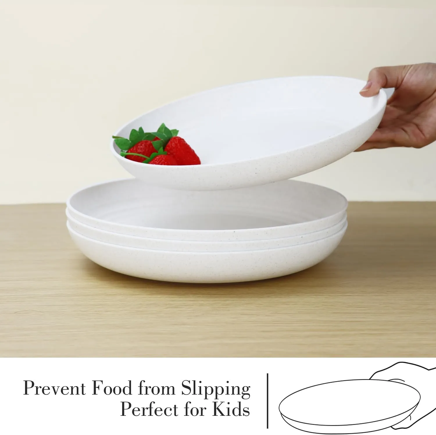 Premium Wheat Straw Dinnerware Sets for 4, Microwave Safe Plates and Bowls Sets 16-Piece,Unbreakable and Lightweight Dinner Plates for Kitchen,Picnic and Party,Plates Set,Cups Set(White)