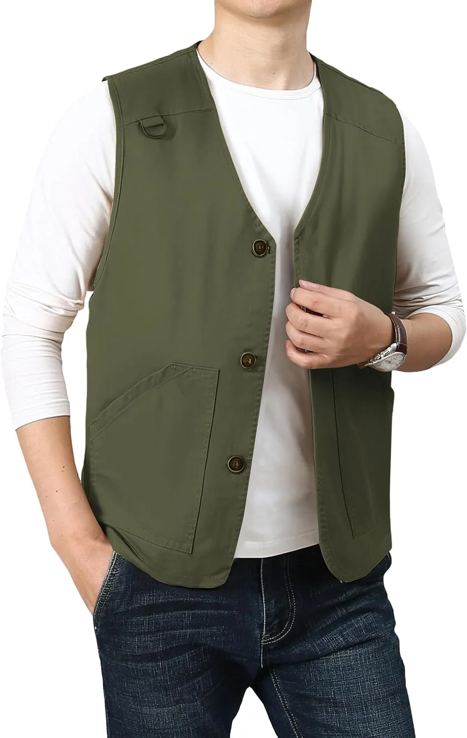 PRIJOUHE Men's Casual Outdoor Cotton Vest Lightweight Breathable Multi-Pocket Fishing Safari Travel Vests Outwear
