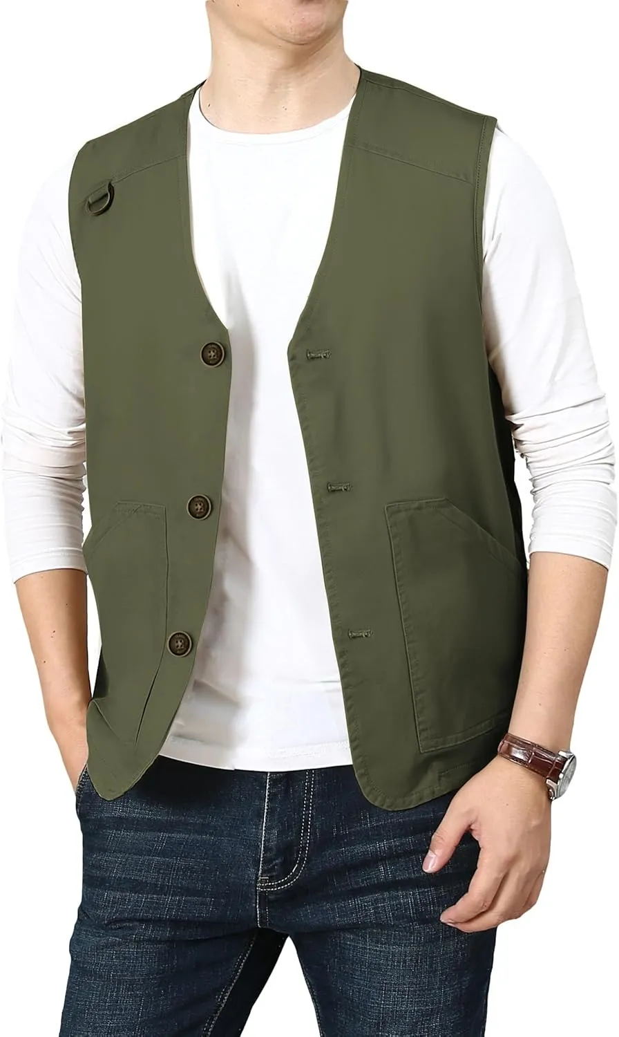 PRIJOUHE Men's Casual Outdoor Cotton Vest Lightweight Breathable Multi-Pocket Fishing Safari Travel Vests Outwear