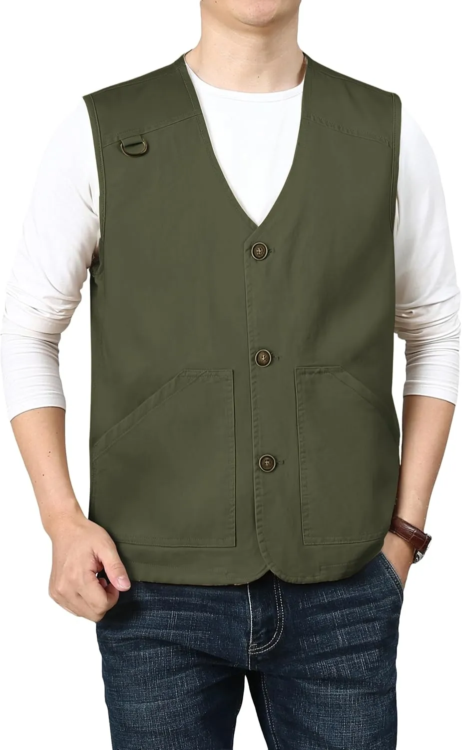 PRIJOUHE Men's Casual Outdoor Cotton Vest Lightweight Breathable Multi-Pocket Fishing Safari Travel Vests Outwear
