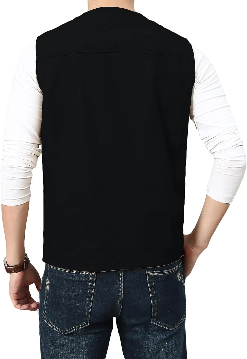 PRIJOUHE Men's Casual Outdoor Cotton Vest Lightweight Breathable Multi-Pocket Fishing Safari Travel Vests Outwear