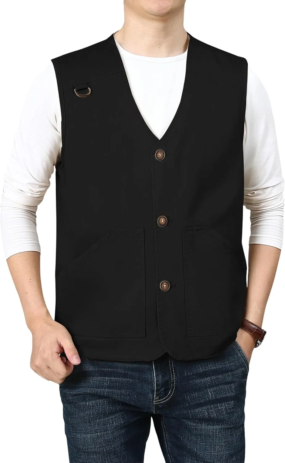 PRIJOUHE Men's Casual Outdoor Cotton Vest Lightweight Breathable Multi-Pocket Fishing Safari Travel Vests Outwear