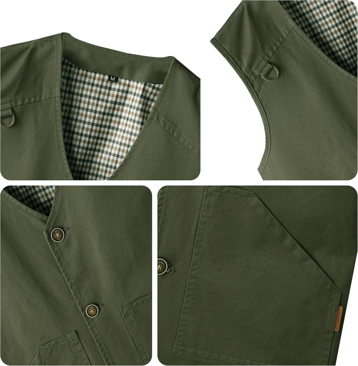 PRIJOUHE Men's Casual Outdoor Cotton Vest Lightweight Breathable Multi-Pocket Fishing Safari Travel Vests Outwear