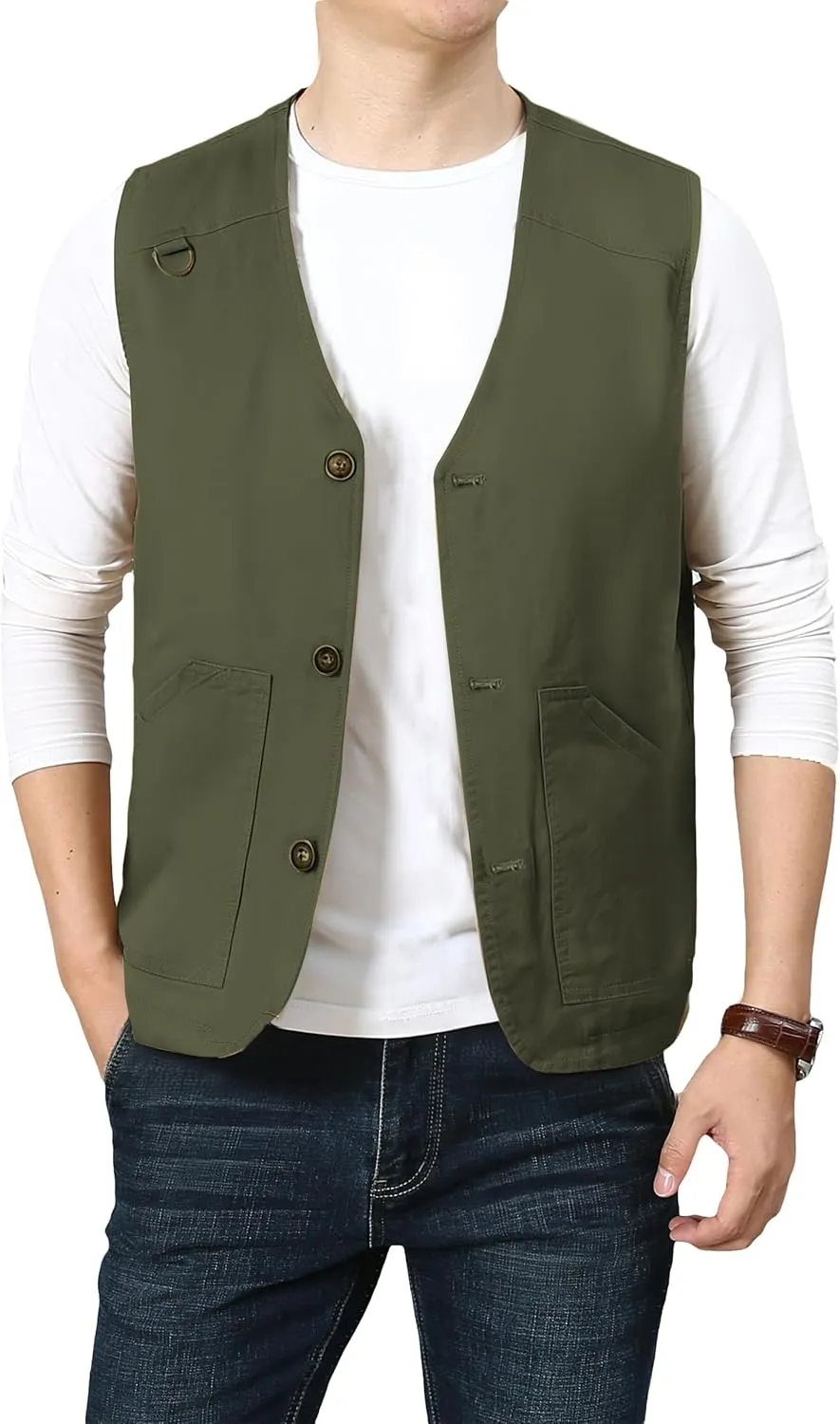 PRIJOUHE Men's Casual Outdoor Cotton Vest Lightweight Breathable Multi-Pocket Fishing Safari Travel Vests Outwear