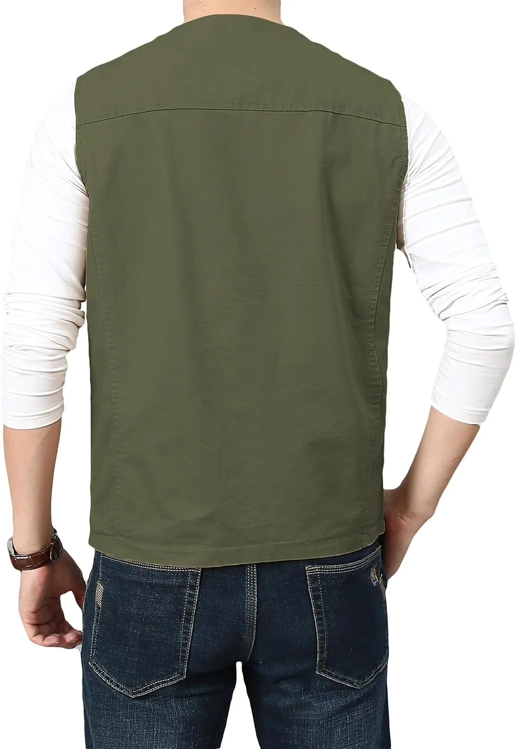 PRIJOUHE Men's Casual Outdoor Cotton Vest Lightweight Breathable Multi-Pocket Fishing Safari Travel Vests Outwear