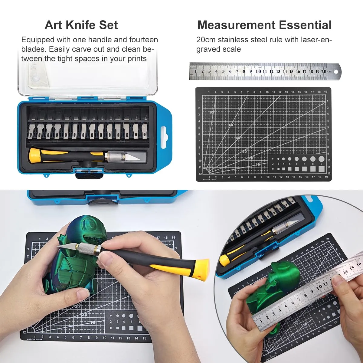 Pro 3D Printing Tools Kit with Electric Polisher, 3D Printer Accessories Set Includes Nozzle Cleaning Needles, Scrapers, Tweezers, Deburring Tool, Cutters & Storage Box for Removing/Cleaning/Finishing