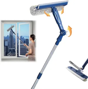 Professional Window Squeegee,Multifunction Magic Broom,2 in 1 Squeegee Window Cleaner with Long Stainless Steel Handle,Window Washing Kit,Sponge Car Window Squeegee for Gas Station,Glass,Shower