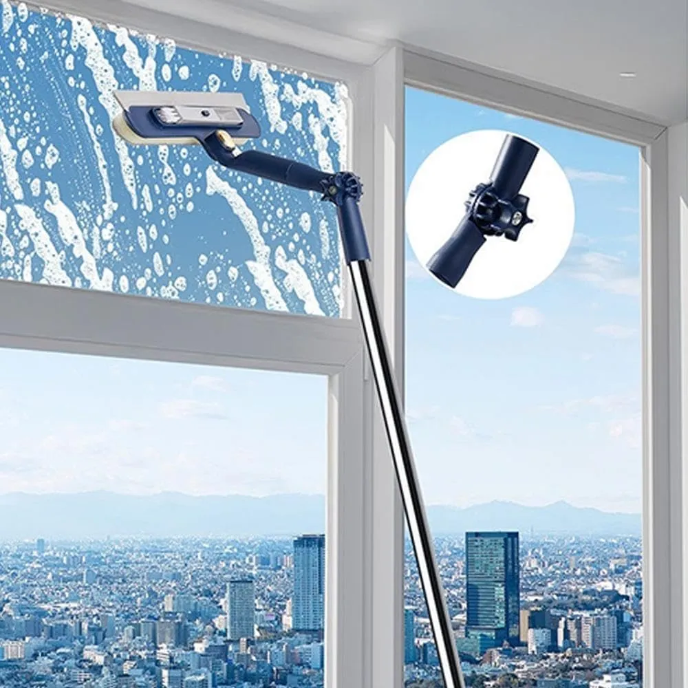 Professional Window Squeegee,Multifunction Magic Broom,2 in 1 Squeegee Window Cleaner with Long Stainless Steel Handle,Window Washing Kit,Sponge Car Window Squeegee for Gas Station,Glass,Shower