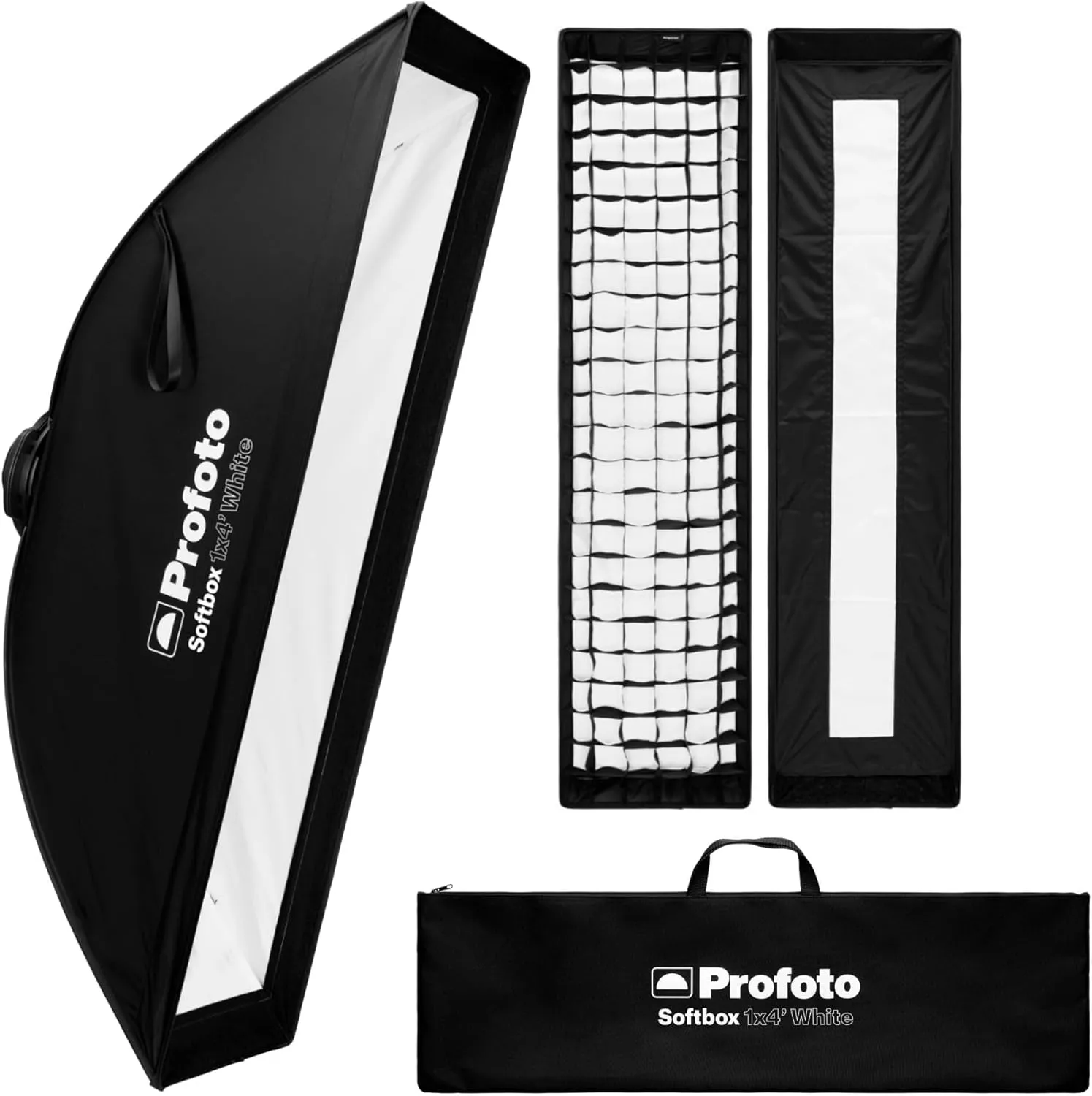 Profoto 1x4-Feet Rectangular Heat-Resistant Softbox Strip with Recessed Front (White Interior) Bundle with 1 x 4-Feet Softgrid and Strip Mask (3 Items)