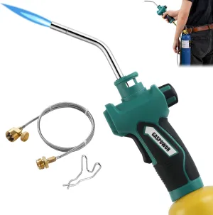 Propane Torch Head with igniter, Trigger Start Propane for Torch, MAPP Torch with Cylinder Clip & Stainless Steel Hose,Welding,Soldering((Fuel not included)