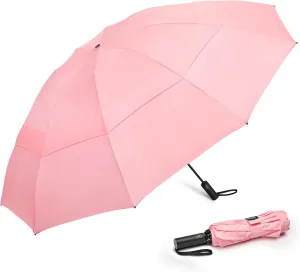 Prospo 46/62 Inch Large Travel Umbrellas for Rain Windproof, 10 Ribs Compact Reverse Folding Golf Umbrella, Double Canopy Automatic Open Close