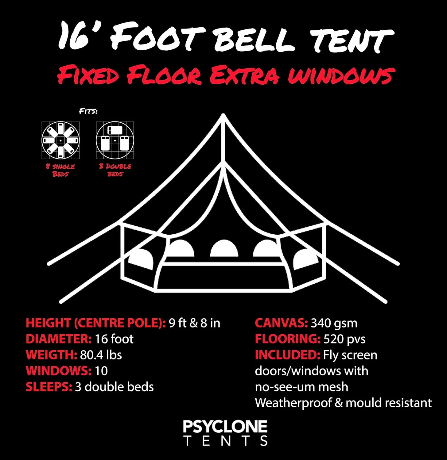 Psyclone Tents for Family Camping, Glamping, Hiking and Festival