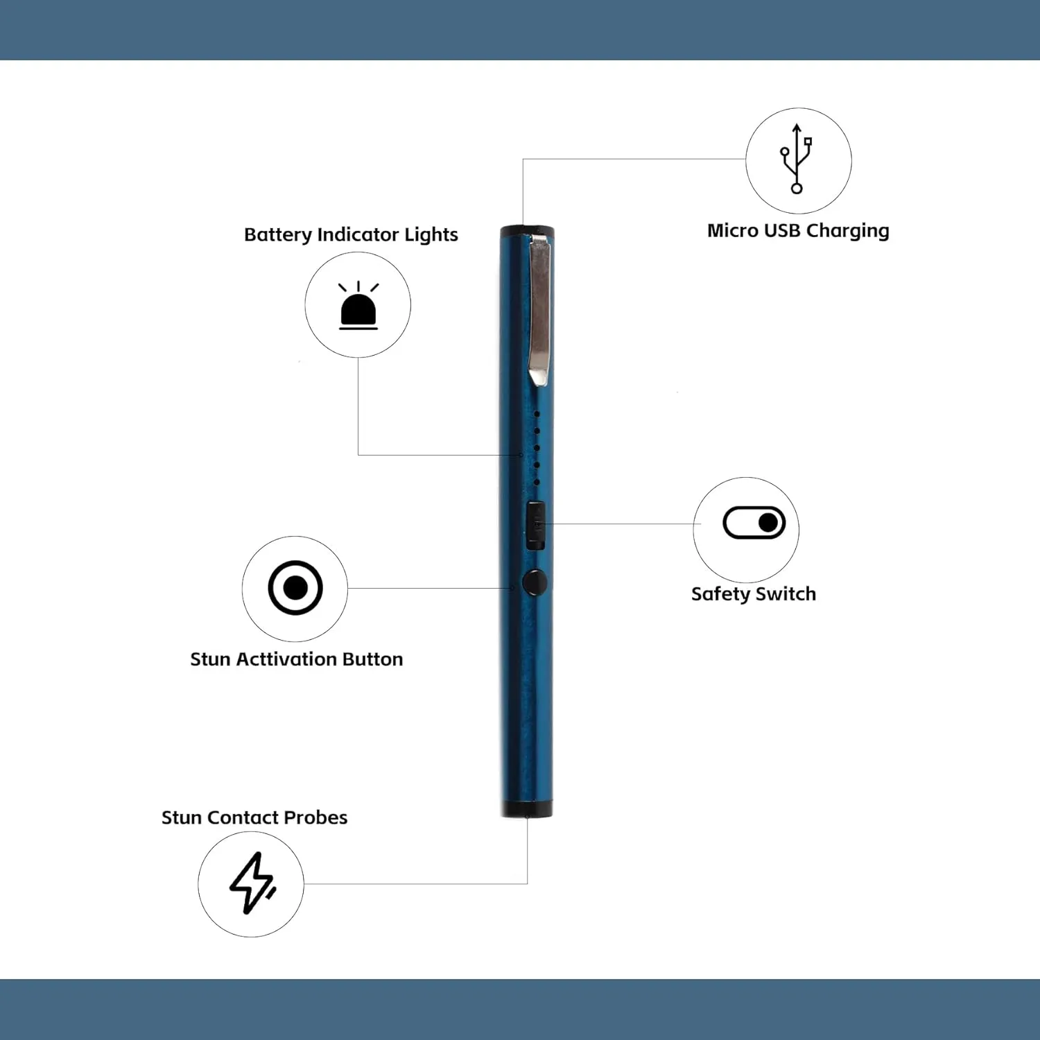 Purple Stun Gun Shock Pen - A Reliable Self-Defense Kit with Flashlight and USB Charger Cable, Portable Pain Pen