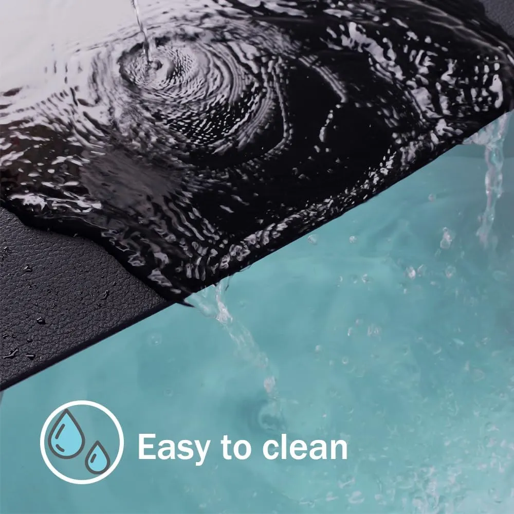 PVC Heat Resistant Placemats Set of 8, Waterproof Wipeable Floor Place Mats, Non-Slip Easy Clean Table Mats for Kitchen Table Decor, 12x18 Inch (Black)