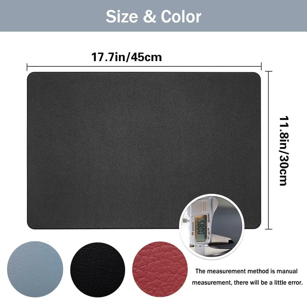 PVC Heat Resistant Placemats Set of 8, Waterproof Wipeable Floor Place Mats, Non-Slip Easy Clean Table Mats for Kitchen Table Decor, 12x18 Inch (Black)
