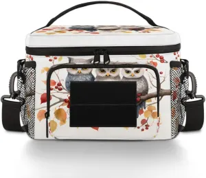 QsirBC Twigs Berries Owls Tactical Lunch Bag for Men Women Insulated Leakproof Lunch Box with Adjustable Shoulder Strap Thermal Cooler Meal Prep Container for Work Camping Picnic Travel Beach