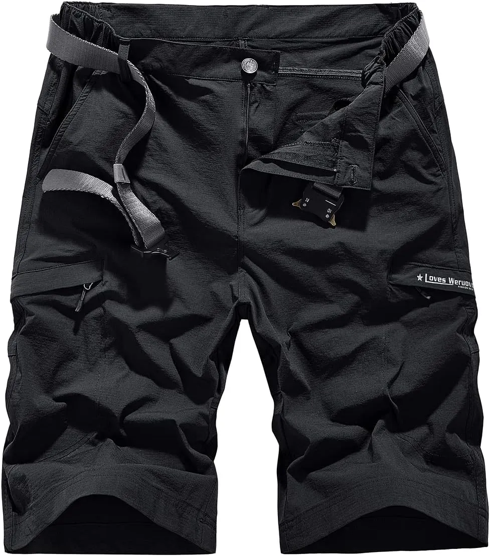 Quick Dry Cargo Hiking Strectchy Shorts Men's Outdoor Summer Causal Work Multi-Pocket Short (No Belt)