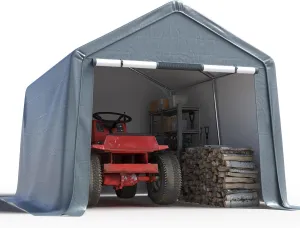 Quictent Heavy Duty 10x10FT Carport Shelter with Roll-Up Mesh Windows, Portable Garage Canopy for Motorcycle Storage, Outdoor Equipment, Patio Furniture Cover - Dark Gray