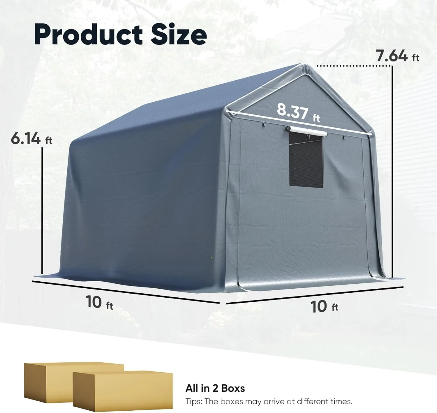 Quictent Heavy Duty 10x10FT Carport Shelter with Roll-Up Mesh Windows, Portable Garage Canopy for Motorcycle Storage, Outdoor Equipment, Patio Furniture Cover - Dark Gray
