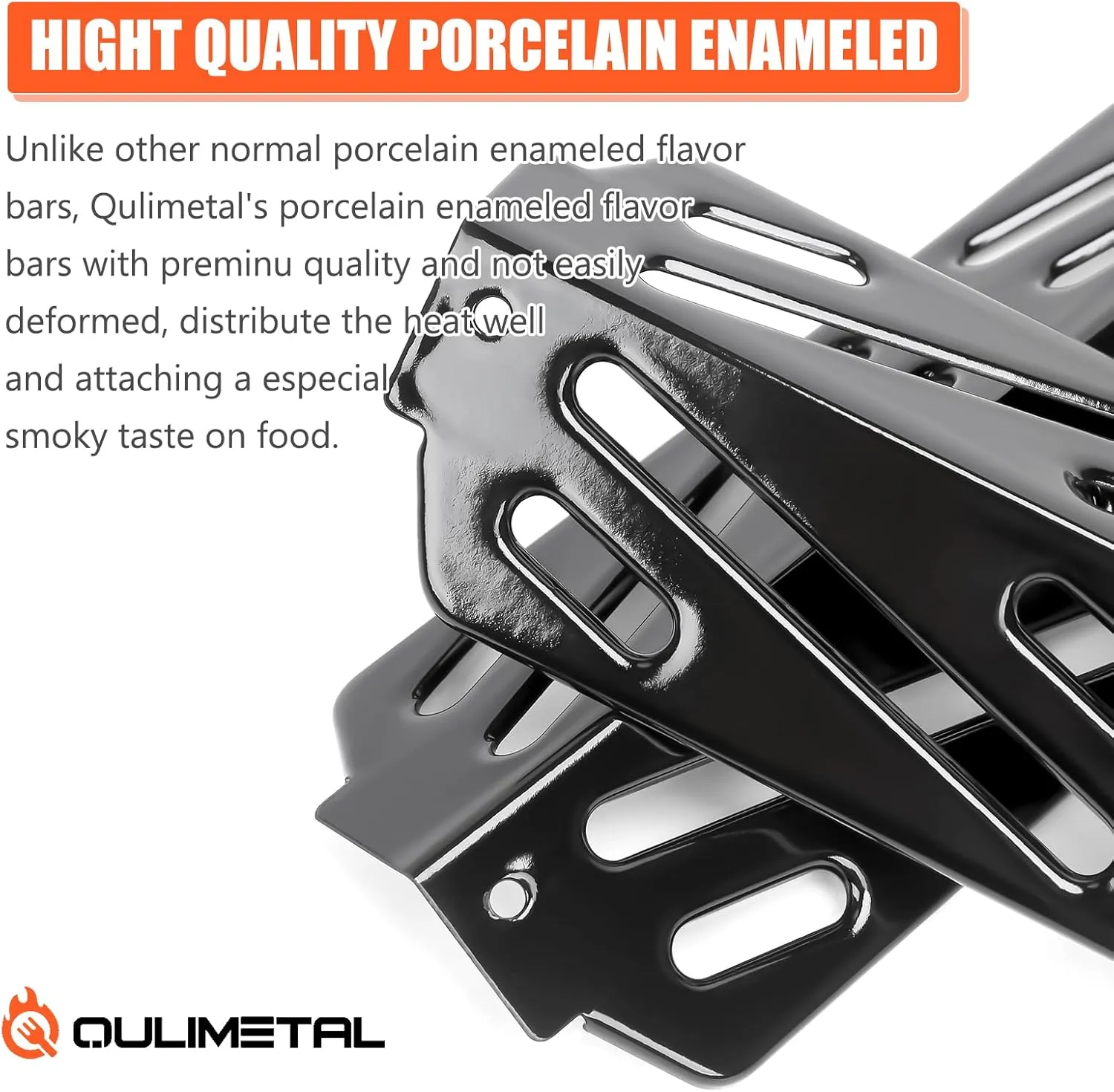 QuliMetal Grill Parts for Weber Genesis II E-410/E-415/E-435, Flavorizer Bars and Heat Deflectors for Weber Genesis II LX E-440 Series Gas Grills, 17" Porcelain Enameled for Weber 66686 66041 66033