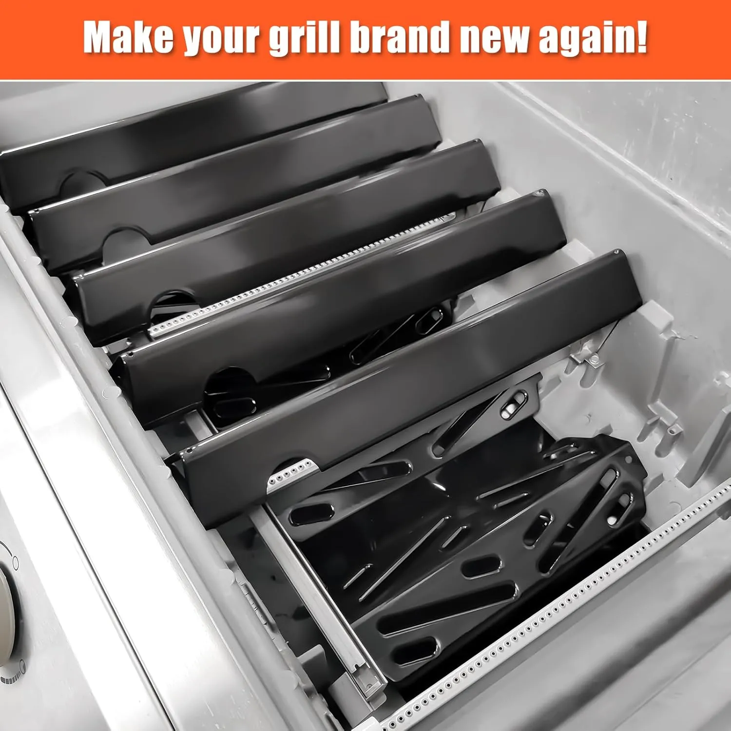 QuliMetal Grill Parts for Weber Genesis II E-410/E-415/E-435, Flavorizer Bars and Heat Deflectors for Weber Genesis II LX E-440 Series Gas Grills, 17" Porcelain Enameled for Weber 66686 66041 66033