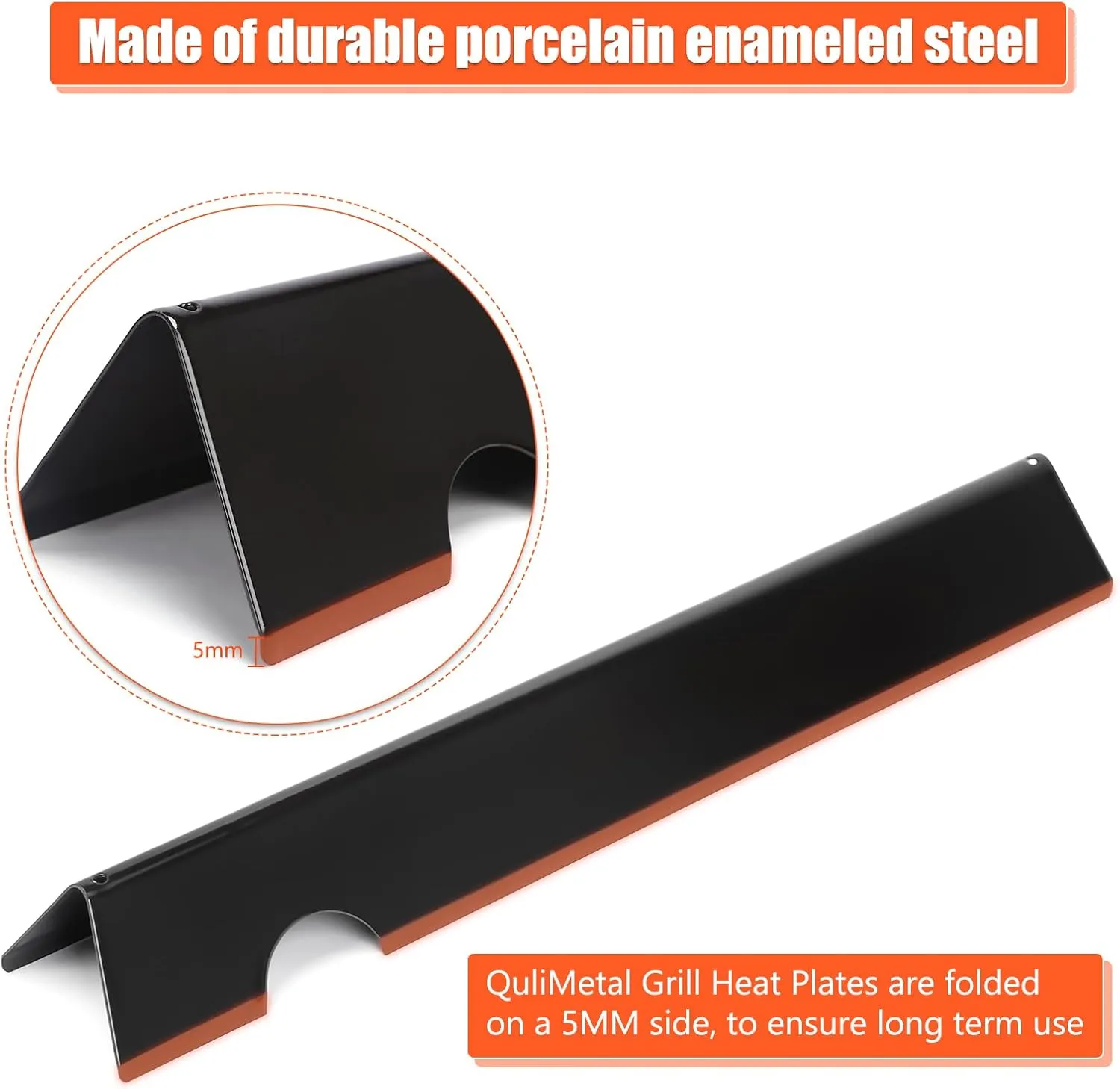 QuliMetal Grill Parts for Weber Genesis II E-410/E-415/E-435, Flavorizer Bars and Heat Deflectors for Weber Genesis II LX E-440 Series Gas Grills, 17" Porcelain Enameled for Weber 66686 66041 66033