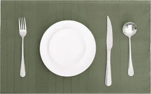 Randall Waffle Stripe Placemats 4pcs Set Heat Insulated Resistant Spot Clean Machine Washable, Soft and Durable for Kitchen Dining Office Farmhouse (12''×18'', Sage/Green)