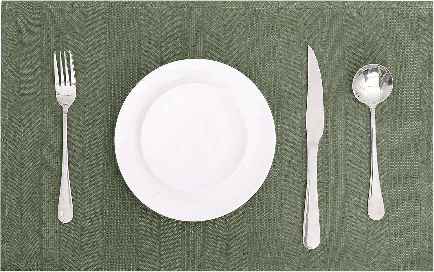 Randall Waffle Stripe Placemats 4pcs Set Heat Insulated Resistant Spot Clean Machine Washable, Soft and Durable for Kitchen Dining Office Farmhouse (12''×18'', Sage/Green)