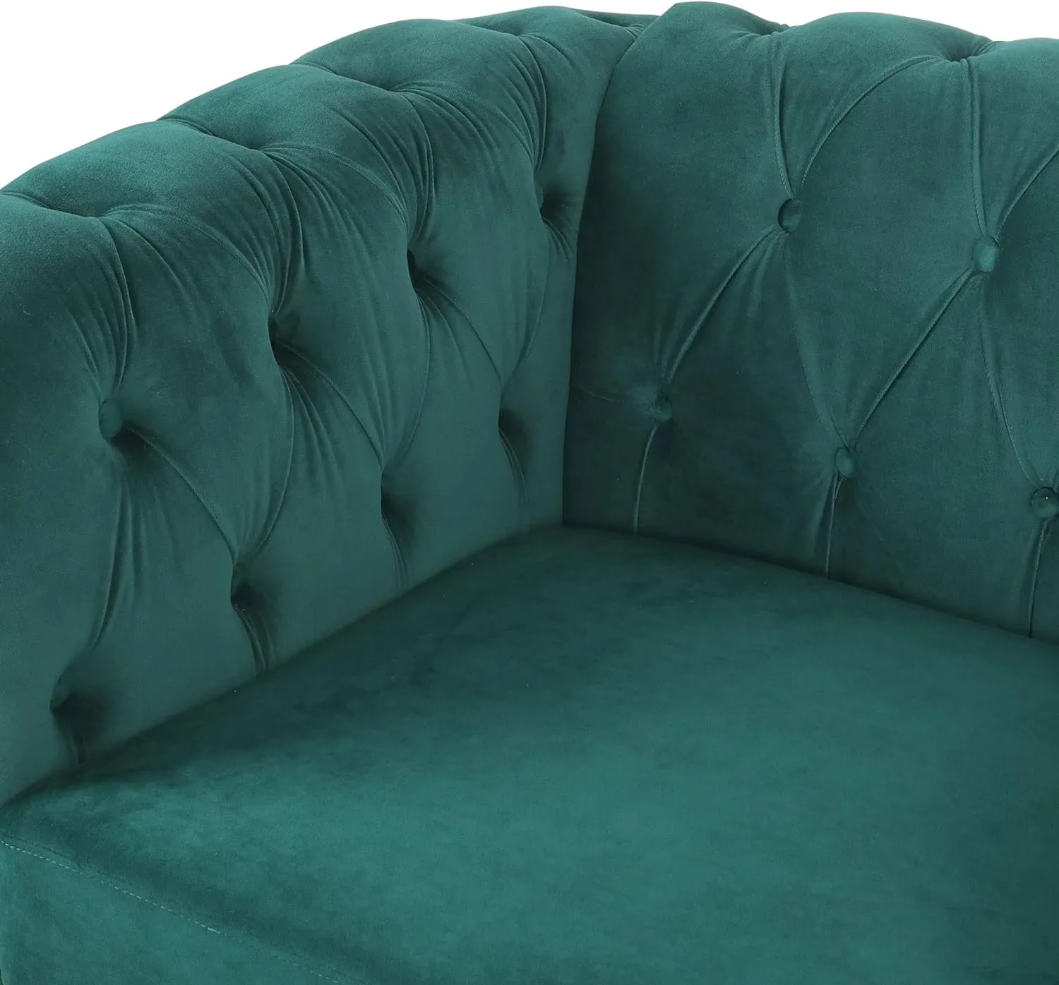 RARZOE 2 Pieces Living Room Furniture - Chesterfield Style Sofa Set with Nailhead Trim Scroll Arms, Green
